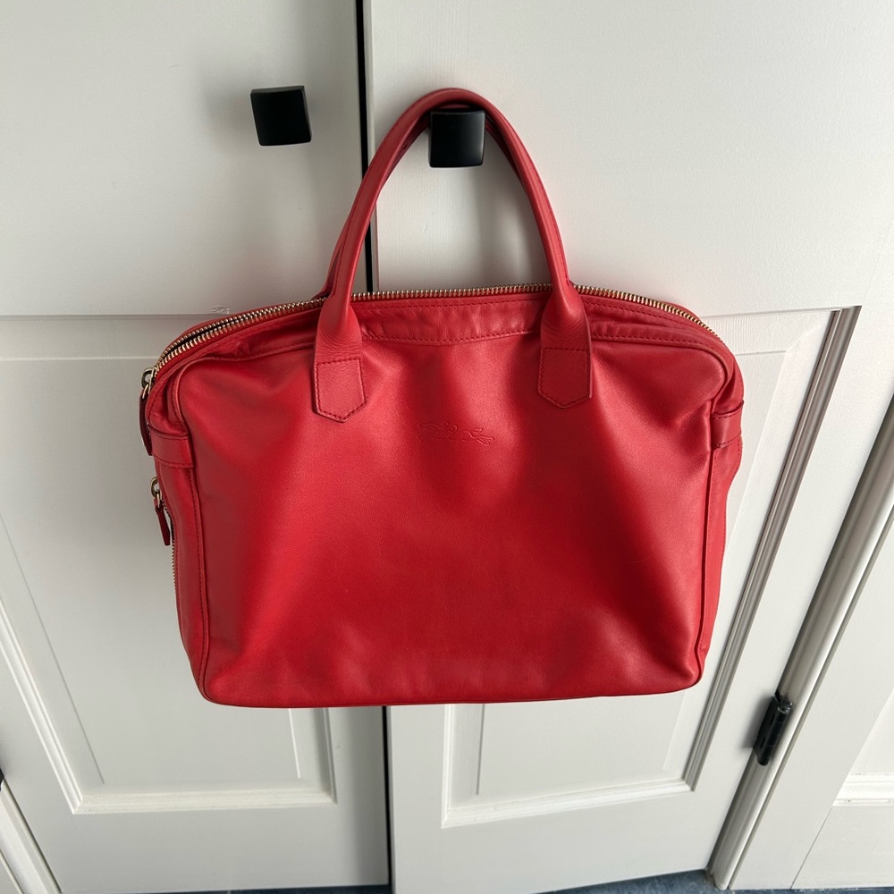 Longchamp Orange Soft Leather Small Briefcase